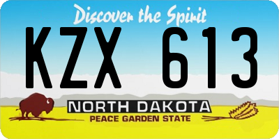 ND license plate KZX613