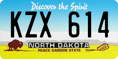 ND license plate KZX614