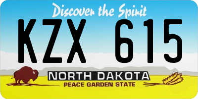 ND license plate KZX615