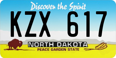 ND license plate KZX617