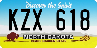 ND license plate KZX618
