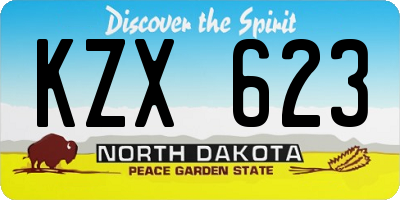 ND license plate KZX623