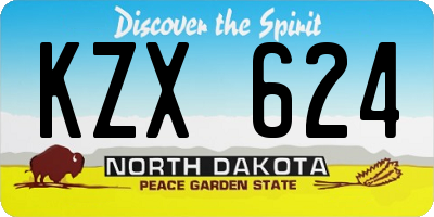ND license plate KZX624