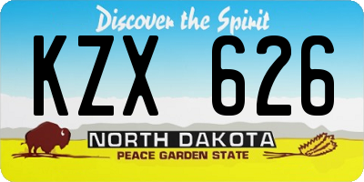 ND license plate KZX626