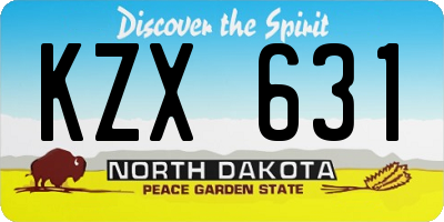 ND license plate KZX631