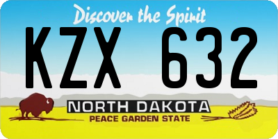 ND license plate KZX632