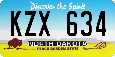 ND license plate KZX634