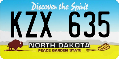 ND license plate KZX635