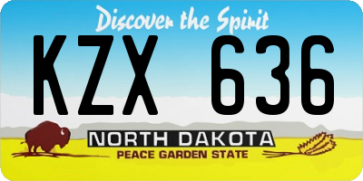 ND license plate KZX636