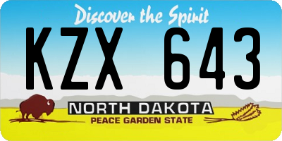 ND license plate KZX643