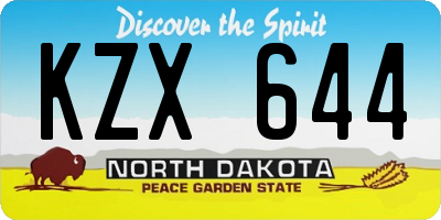 ND license plate KZX644