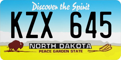 ND license plate KZX645