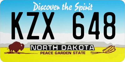 ND license plate KZX648