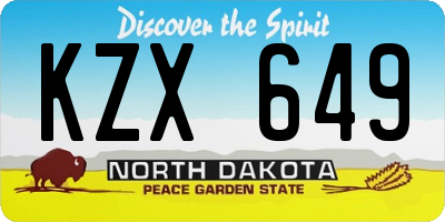 ND license plate KZX649