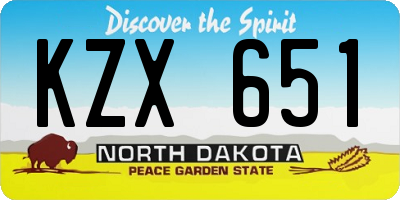 ND license plate KZX651