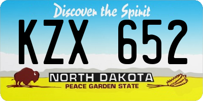 ND license plate KZX652