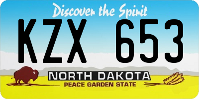 ND license plate KZX653