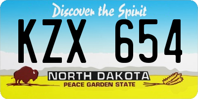 ND license plate KZX654