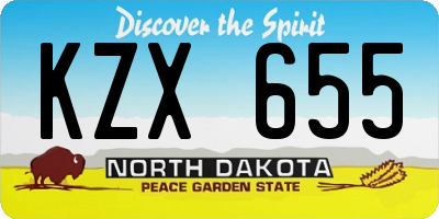 ND license plate KZX655