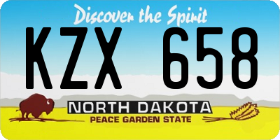 ND license plate KZX658