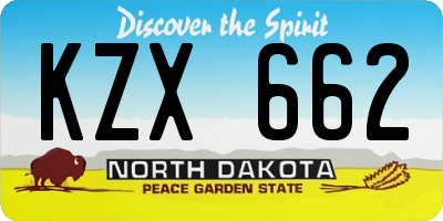 ND license plate KZX662