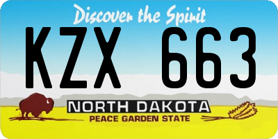 ND license plate KZX663