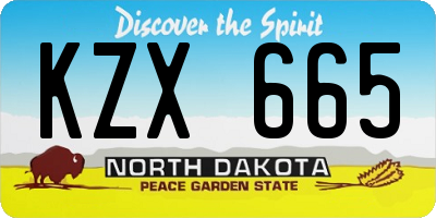 ND license plate KZX665