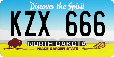 ND license plate KZX666