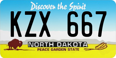 ND license plate KZX667