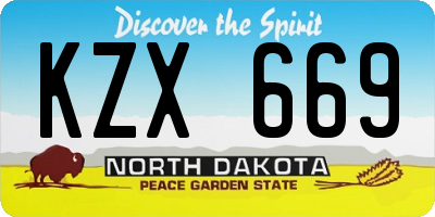 ND license plate KZX669