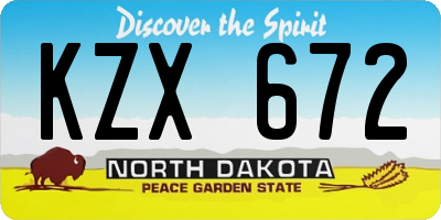 ND license plate KZX672