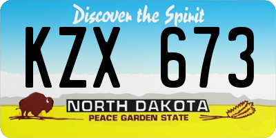 ND license plate KZX673
