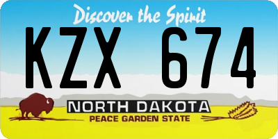 ND license plate KZX674