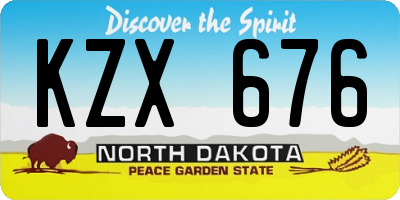 ND license plate KZX676