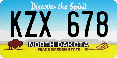 ND license plate KZX678