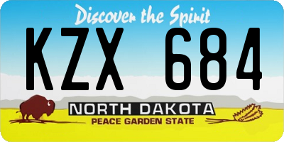 ND license plate KZX684