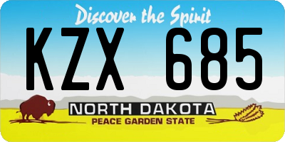 ND license plate KZX685