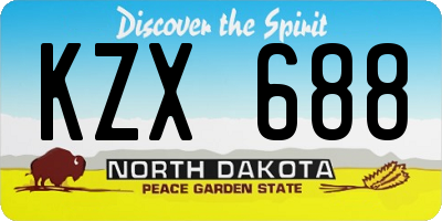 ND license plate KZX688