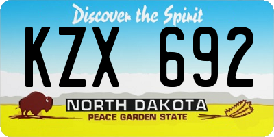 ND license plate KZX692