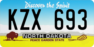 ND license plate KZX693