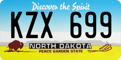 ND license plate KZX699