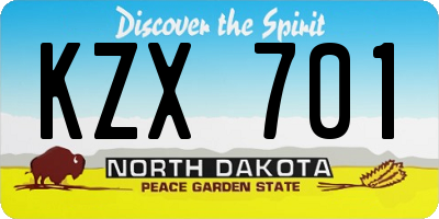 ND license plate KZX701