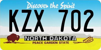 ND license plate KZX702