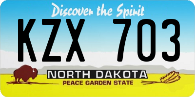 ND license plate KZX703