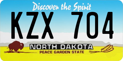 ND license plate KZX704