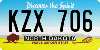 ND license plate KZX706