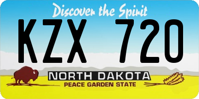 ND license plate KZX720