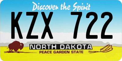 ND license plate KZX722