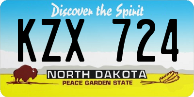 ND license plate KZX724