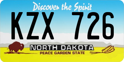 ND license plate KZX726